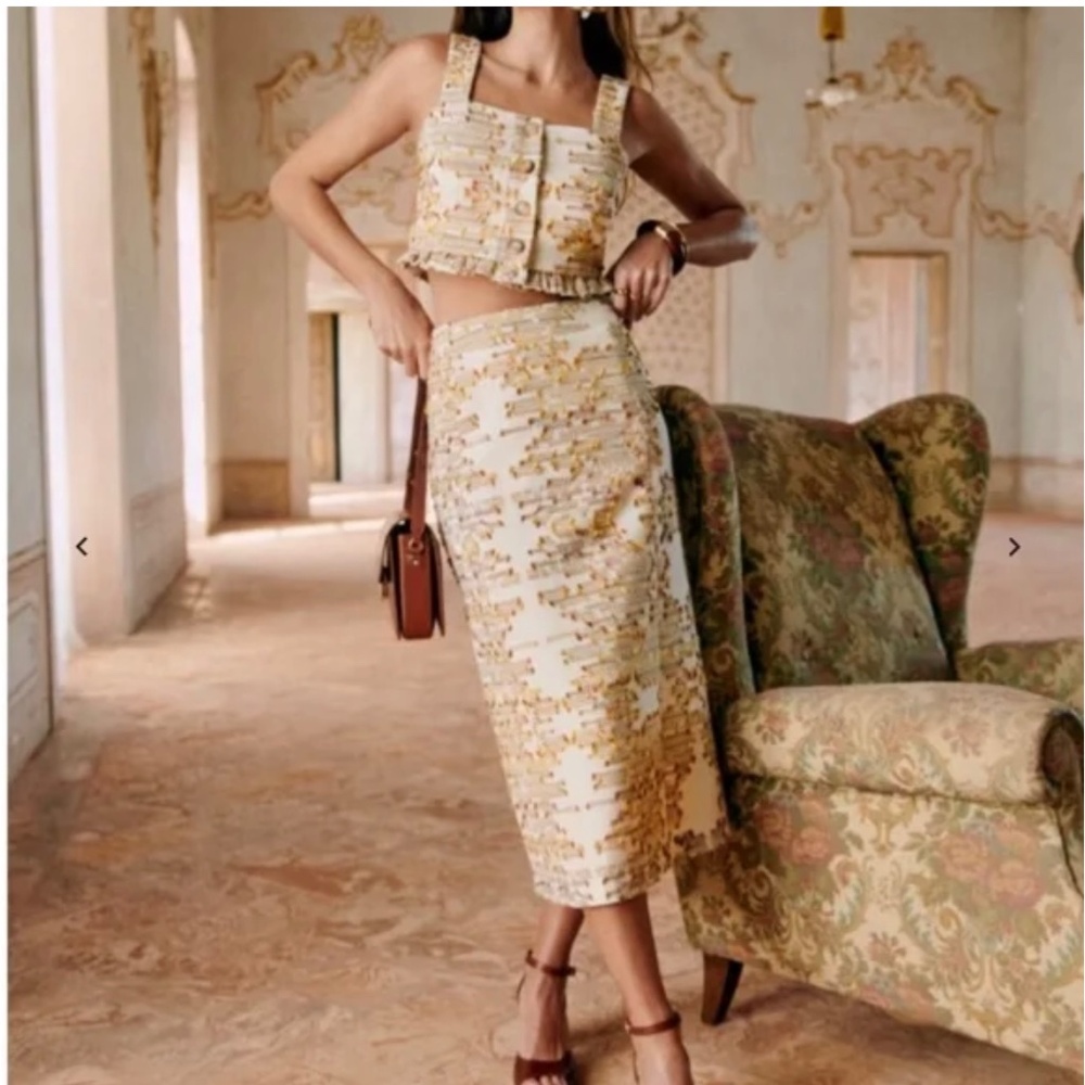 NWT- Sezane Felicia Woven Jaquard Skirt - Size 40 or 8 US